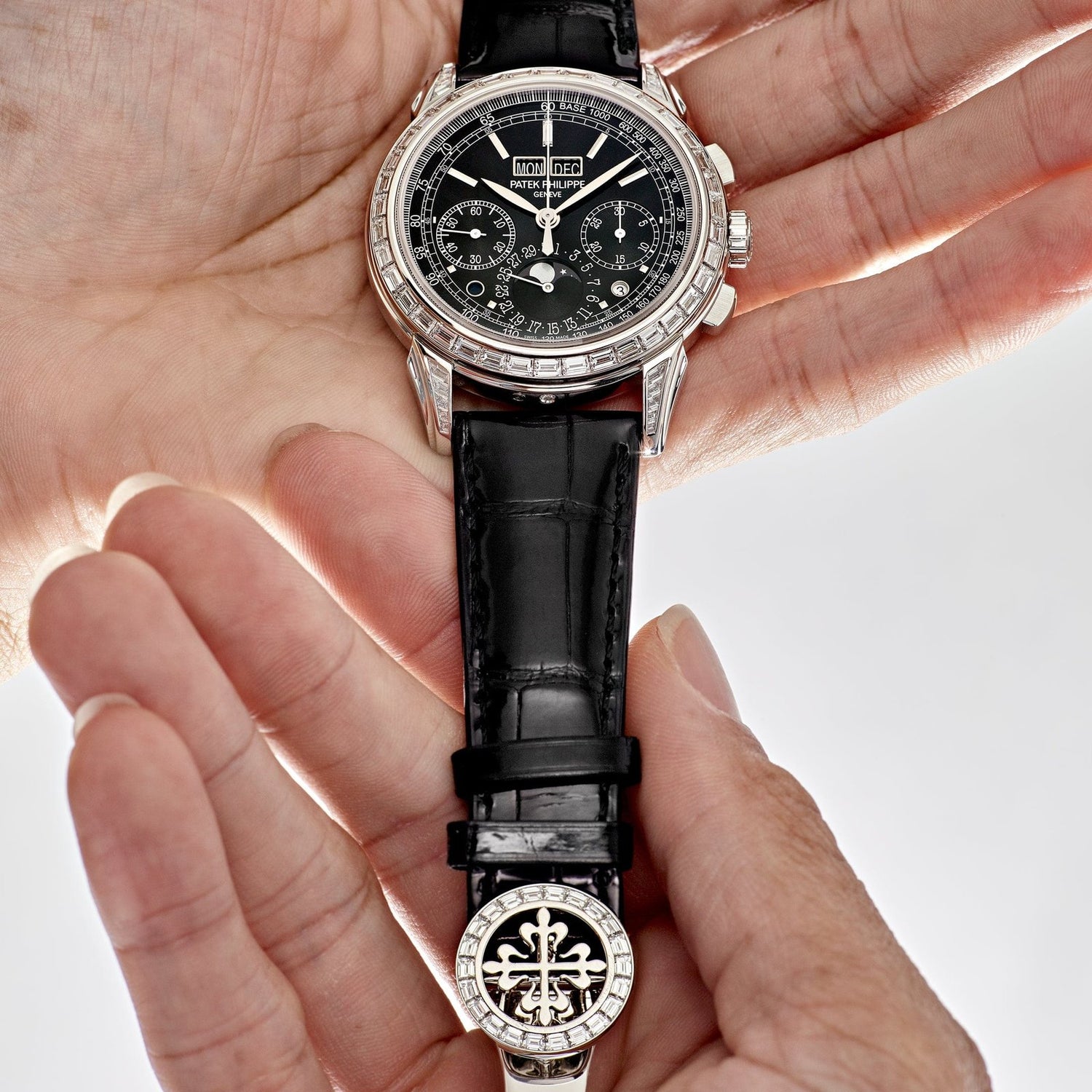 Grand Complications Perpetual Calendar Platinum Black Dial Baguette Bezel image 7