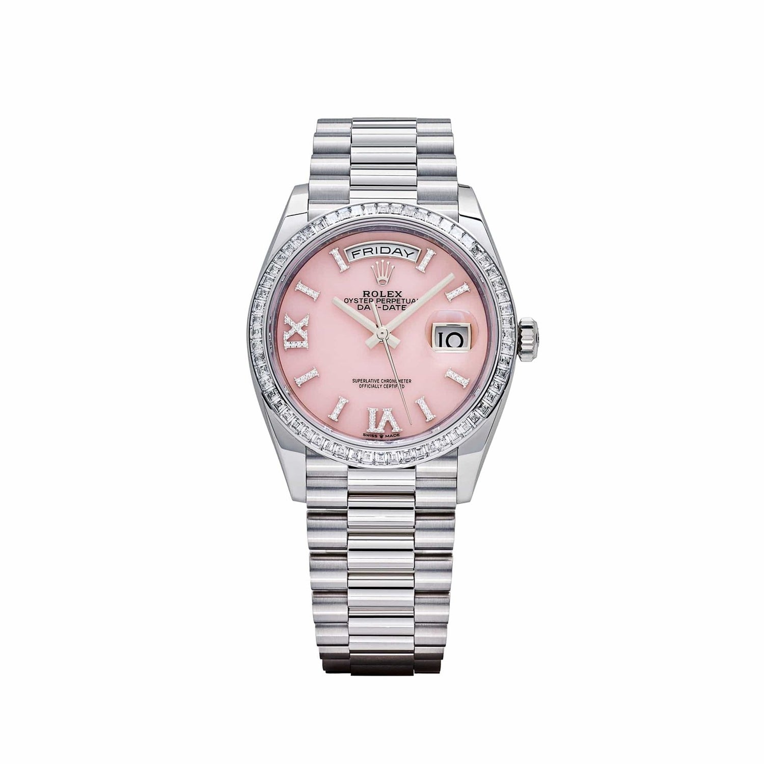 Day-Date Platinum Pink Opal Diamond Roman Numerals Dial Diamond Bezel image 0