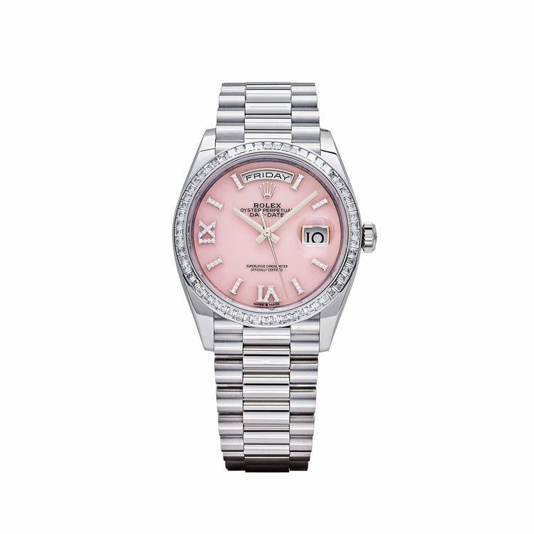 Day-Date Platinum Pink Opal Diamond Roman Numerals Dial Diamond Bezel image 0