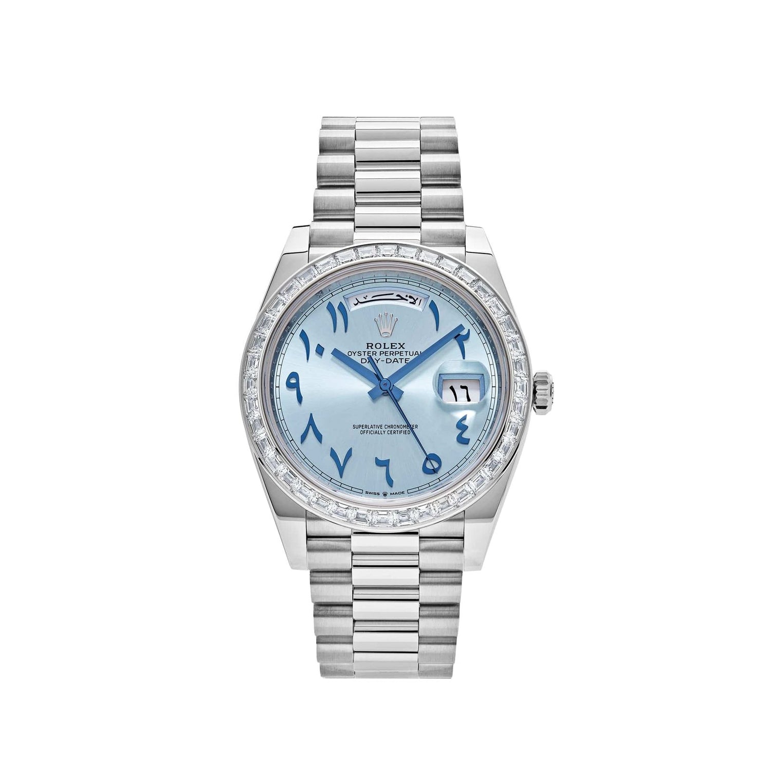 Day-Date Platinum Ice Blue Arabic Dial Diamond Bezel image 0