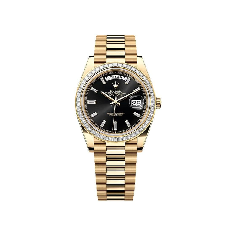 Day-Date Yellow Gold Black Diamond Baguette Dial Diamond Baguette Bezel image 0