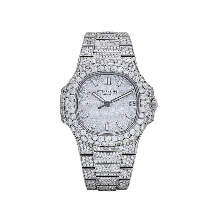Nautilus Stainless Steel with Aftermarket Diamond Pavé Bezel and Case (2012) image 0