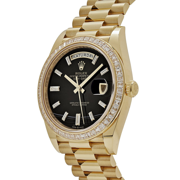 Day-Date Yellow Gold Onyx Baguette Diamond Dial Baguette Bezel image 5