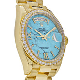 Day-Date Yellow Gold Diamond Bezel Turquoise Stone Diamond Dial image 5