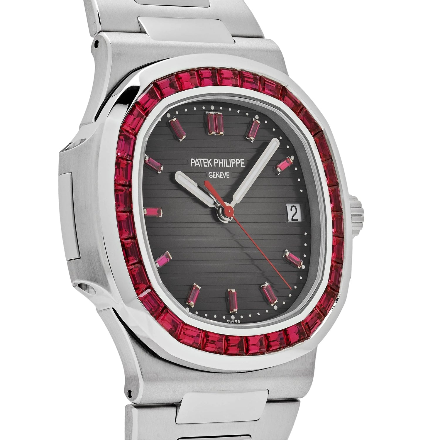 Nautilus Platinum Grey Dial Ruby Bezel image 4