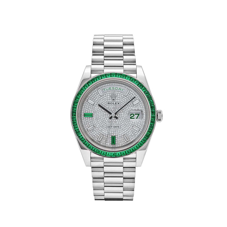 Day-Date Platinum Diamond Dial Emerald Bezel image 0