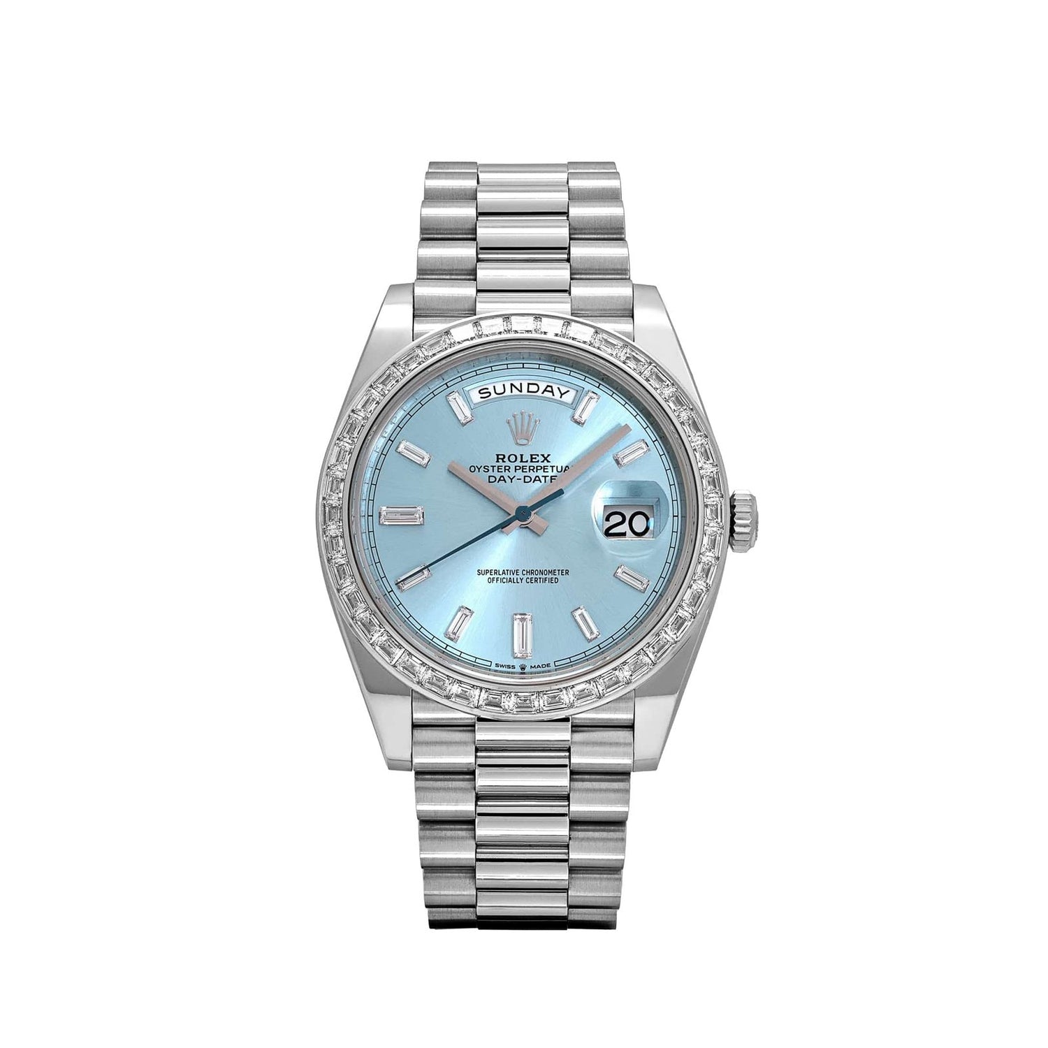 Day-Date Platinum Diamond Bezel Ice Blue Diamond Dial image 0