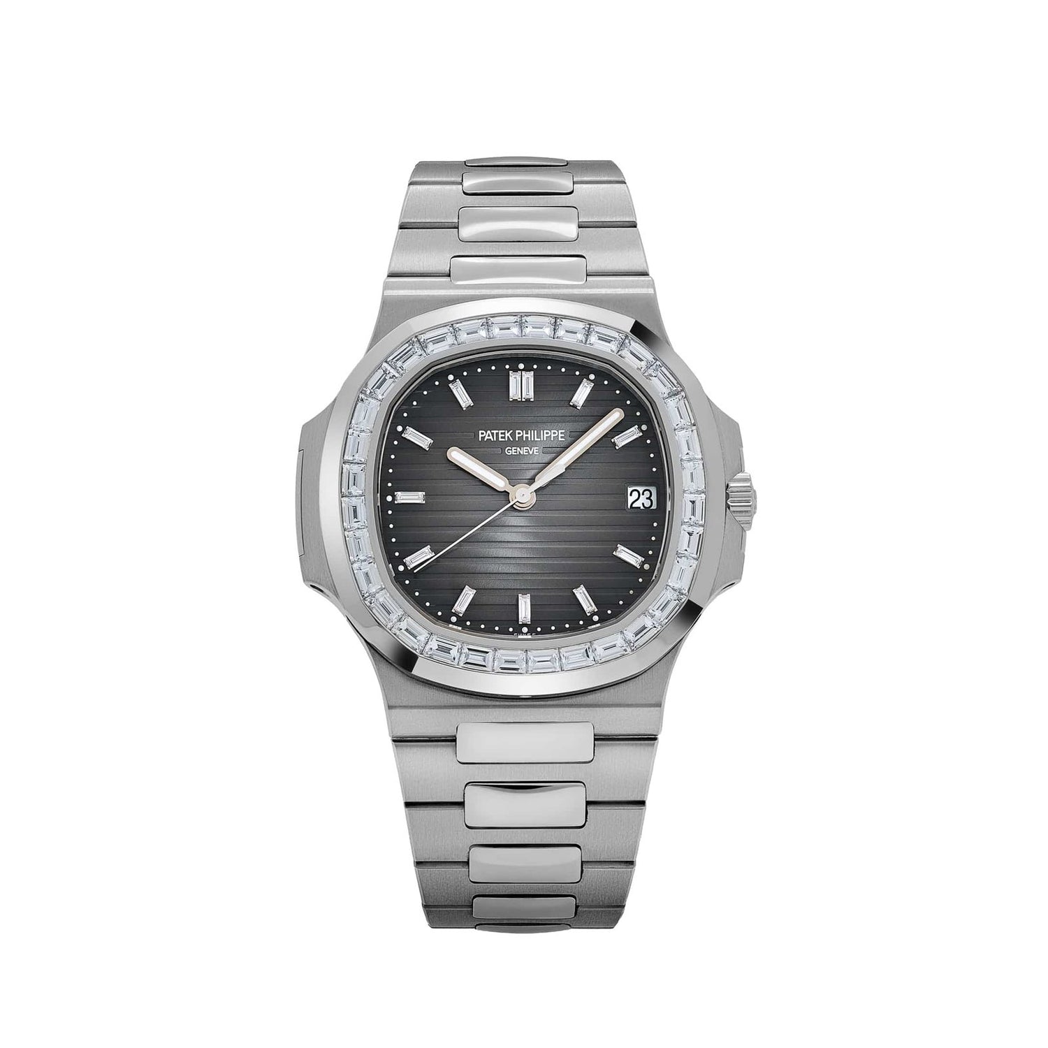 Nautilus Platinum Grey Diamond Baguette Dial Diamond Baguette Bezel image 0