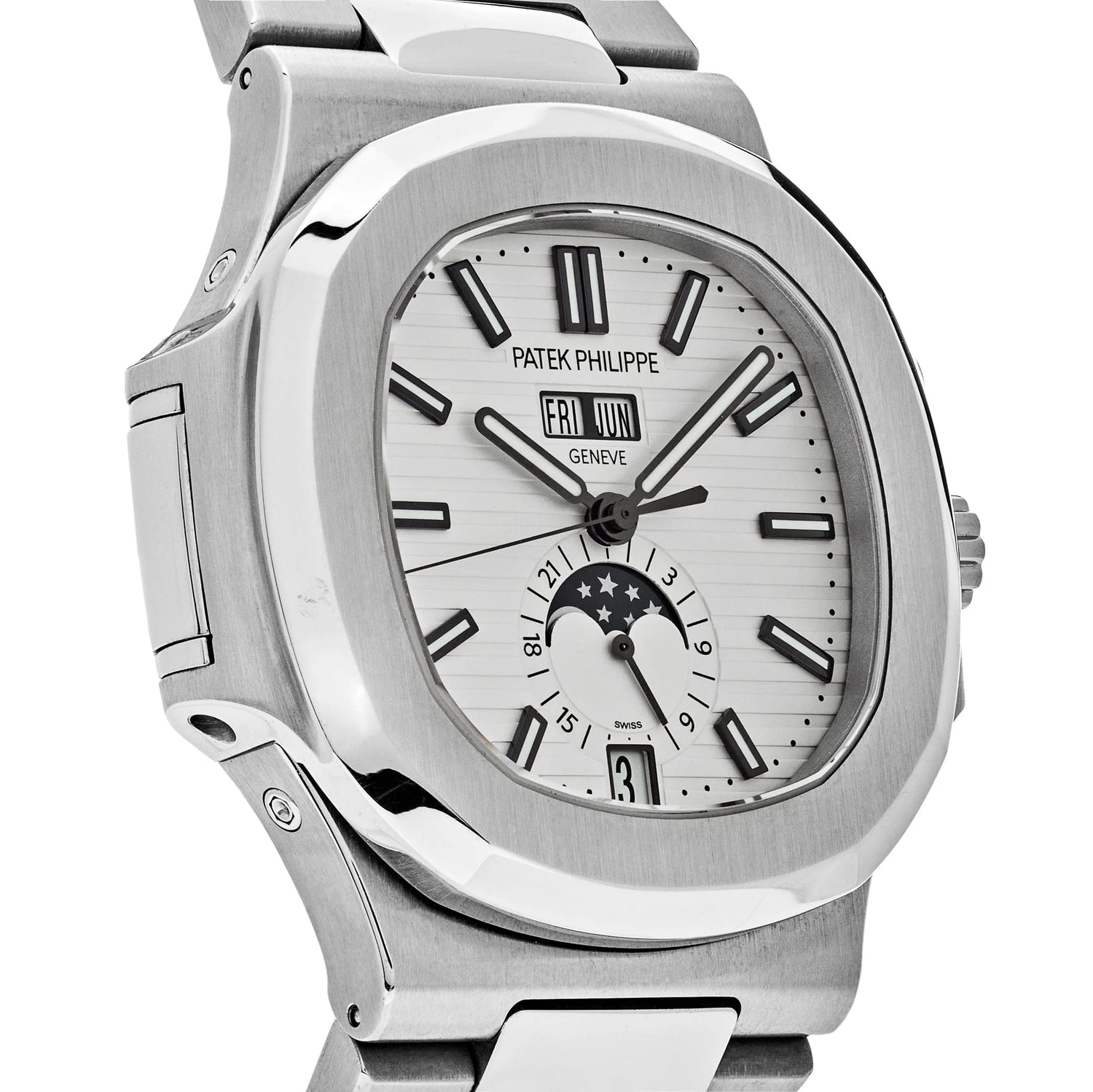Nautilus Annual Calendar Moon Phases Stainless Steel White Dial image 2