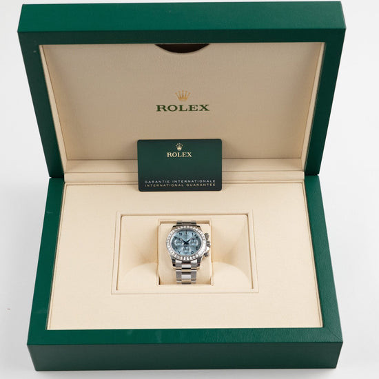 TBR Platinum Ice Blue Arabic Dial Diamond Baguette Bezel image 1