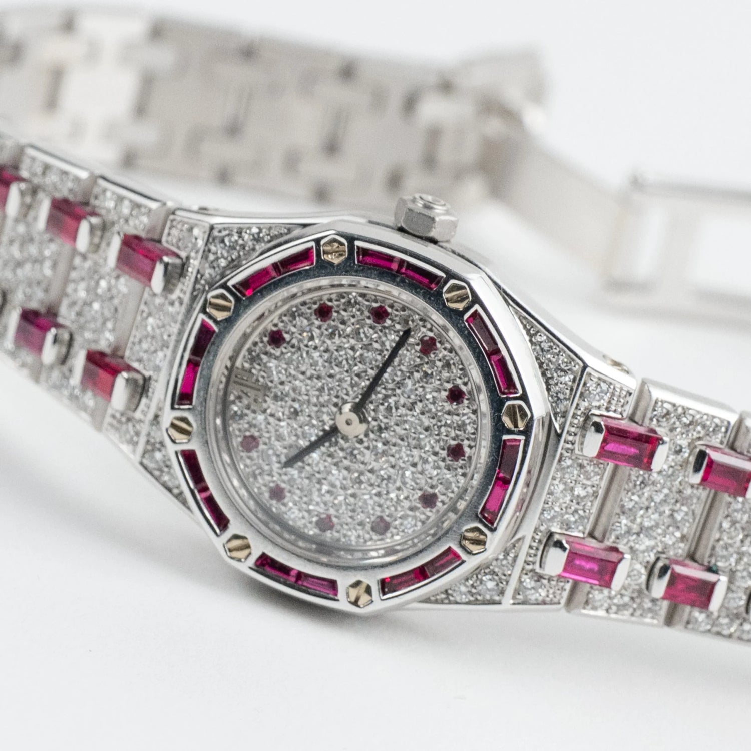 Royal Oak Ladies Vintage White Gold Diamond & Ruby Quartz (1997) image 3