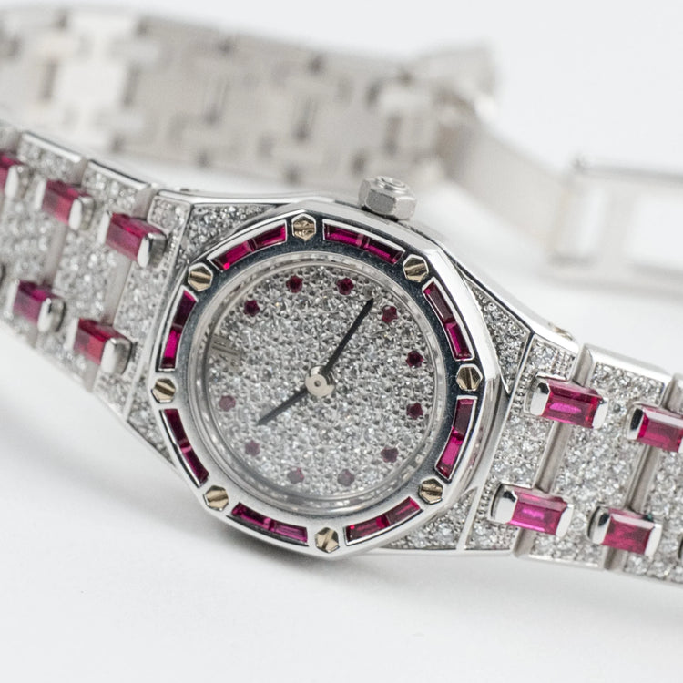 Royal Oak Ladies Vintage White Gold Diamond & Ruby Quartz (1997) image 3