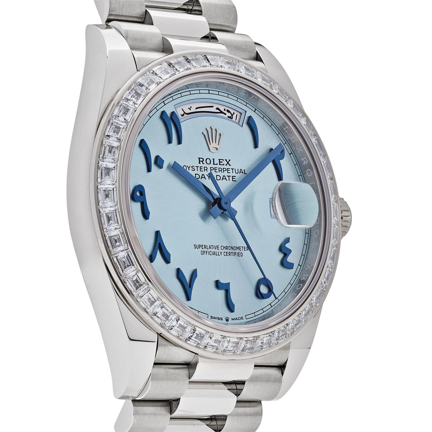 Day-Date Platinum Ice Blue Arabic Dial Diamond Bezel image 1