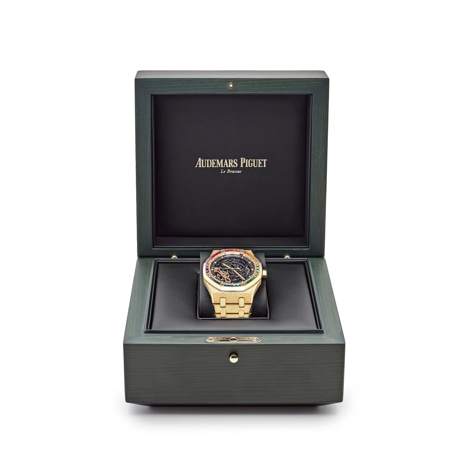 Royal Oak Frosted Yellow Gold Double Balance Wheel Rainbow Bezel image 1