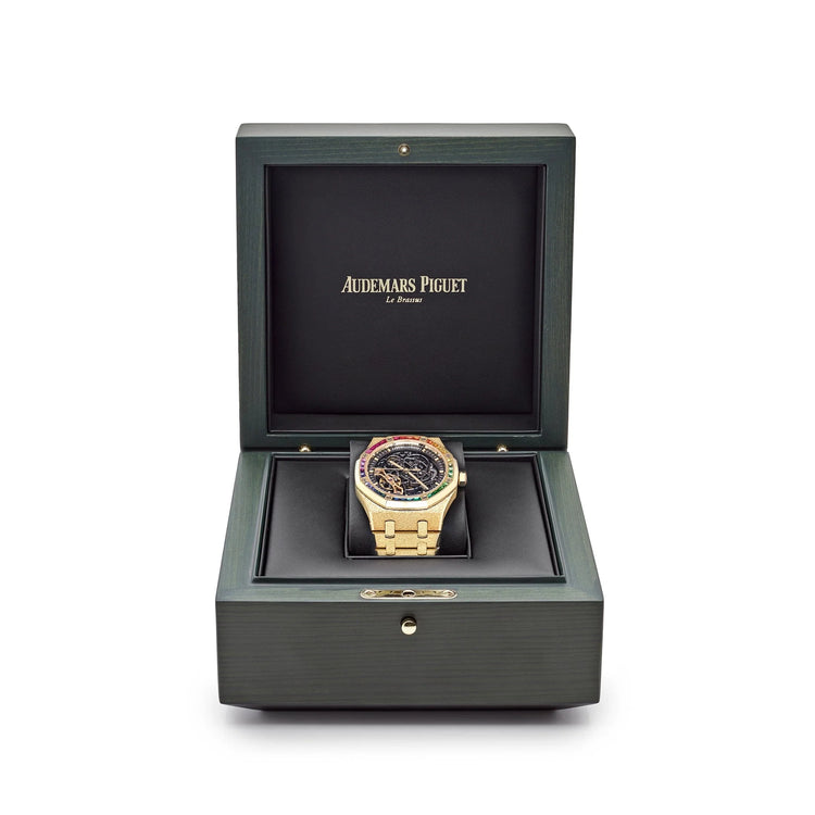 Royal Oak Frosted Yellow Gold Double Balance Wheel Rainbow Bezel image 1