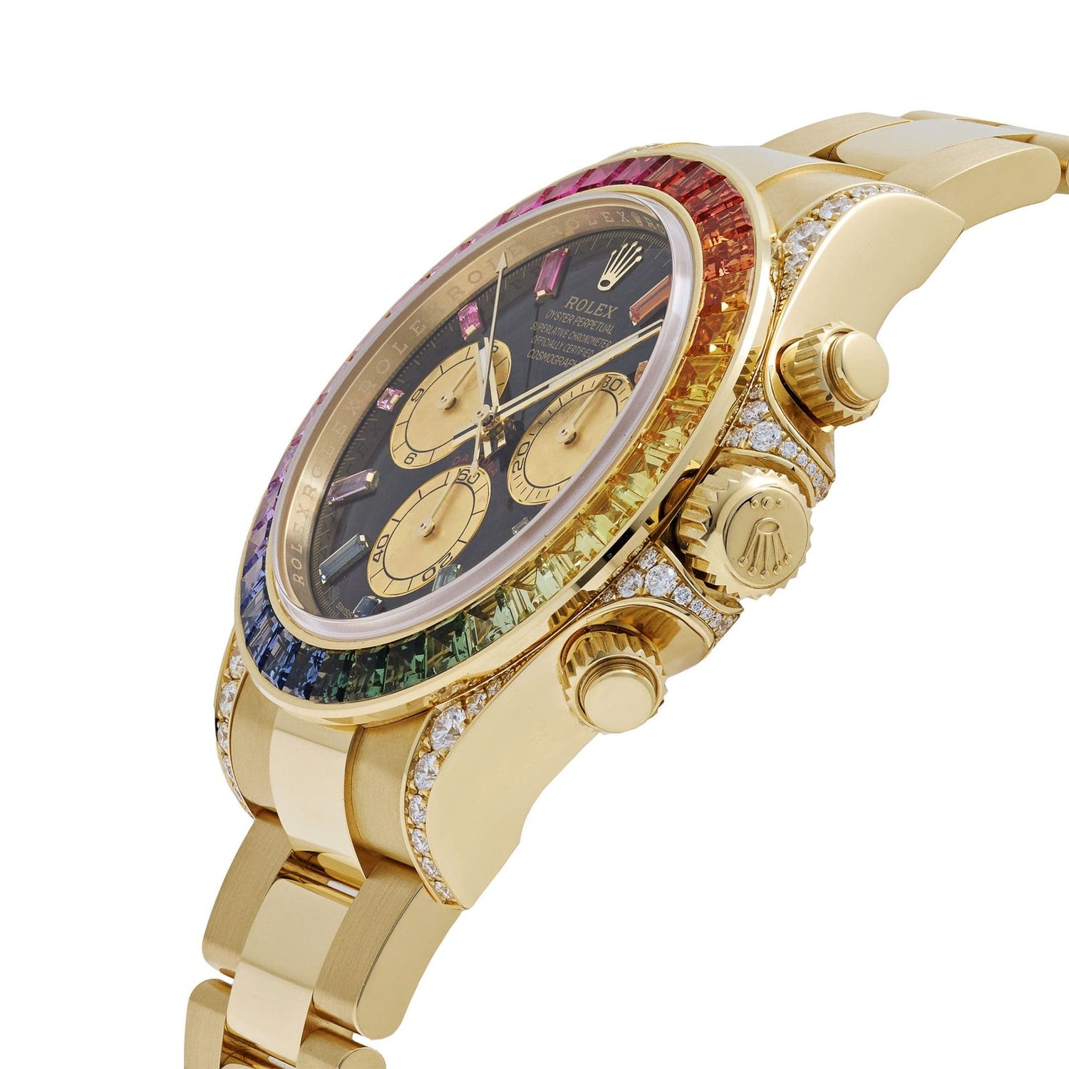 Daytona Rainbow Yellow Gold Black Dial Diamond Sapphire Bezel image 7