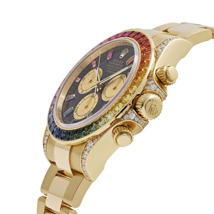Daytona Rainbow Yellow Gold Black Dial Diamond Sapphire Bezel image 7
