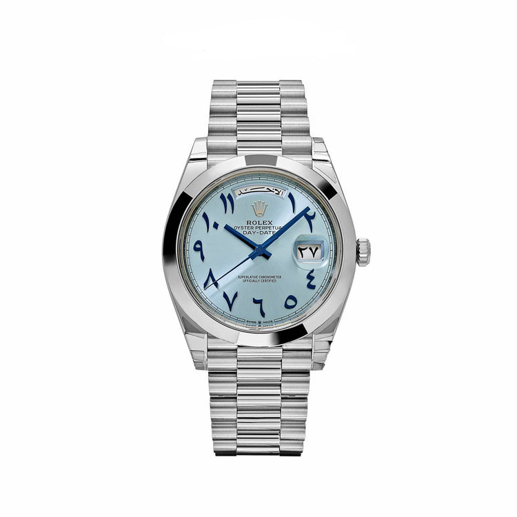 Day-Date Platinum Ice Blue Arabic Dial Smooth Dial image 0