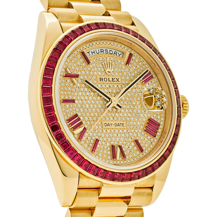 Day-Date Yellow Gold Roman Dial Ruby Bezel image 3