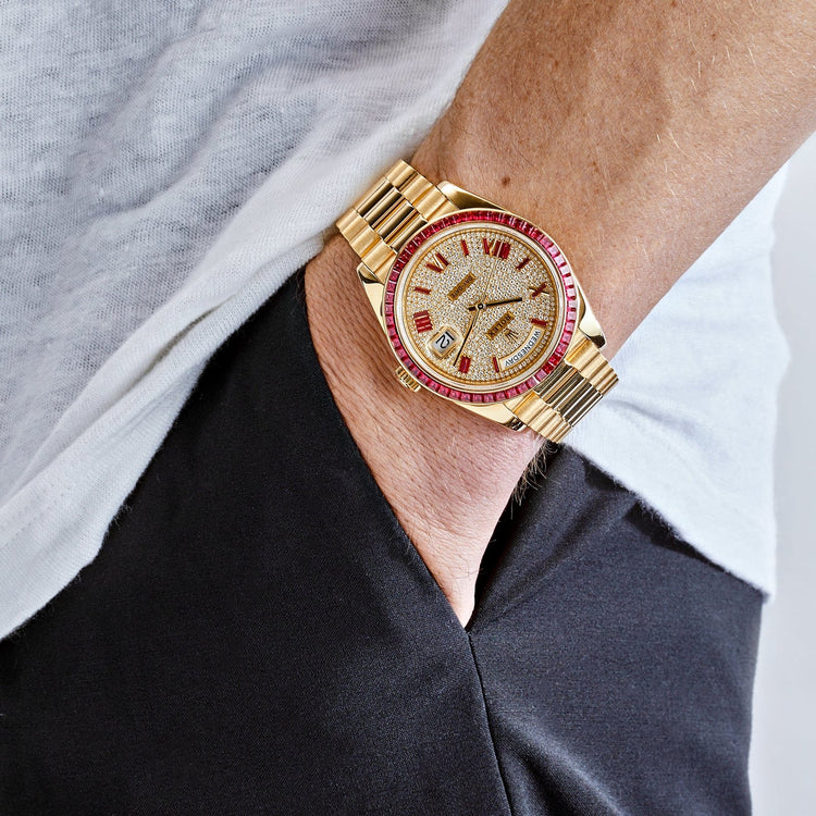 Day-Date Yellow Gold Roman Dial Ruby Bezel image 1