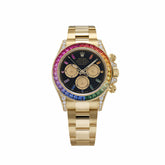 Daytona Rainbow Yellow Gold Black Dial Diamond Sapphire Bezel image 0