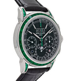 Grand Complications Perpetual Calendar Moon Phases Platinum Emerald Bezel Black Dial image 7