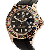 Yacht-Master Rose Gold Black Dial Rainbow Bezel image 1