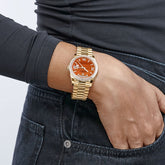 Day-Date Yellow Gold Carnelian Diamond Roman Numerals Dial Diamond Bezel image 7