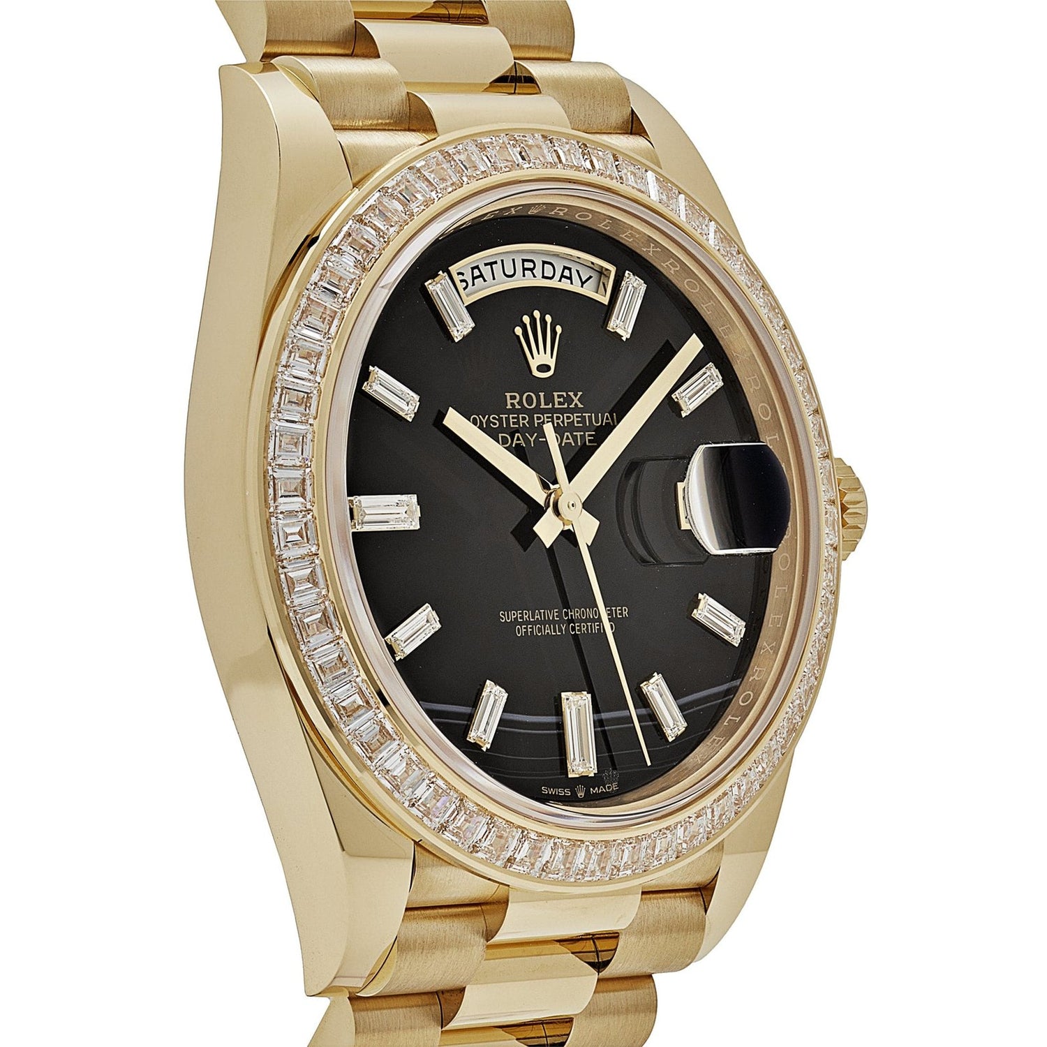 Day-Date Yellow Gold Onyx Baguette Diamond Dial Baguette Bezel image 4