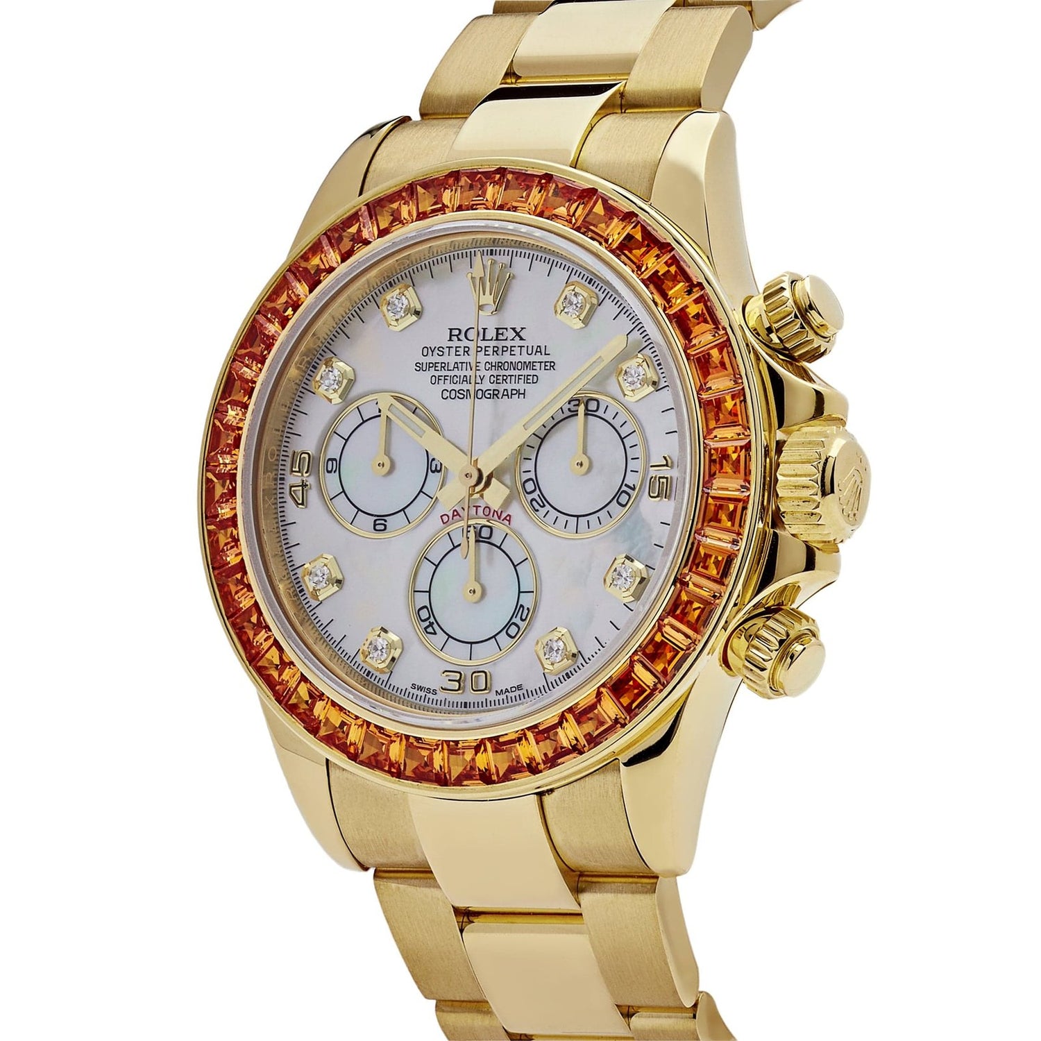 Daytona Yellow Gold Sapphire Bezel Mother Of Pearl Dial image 1