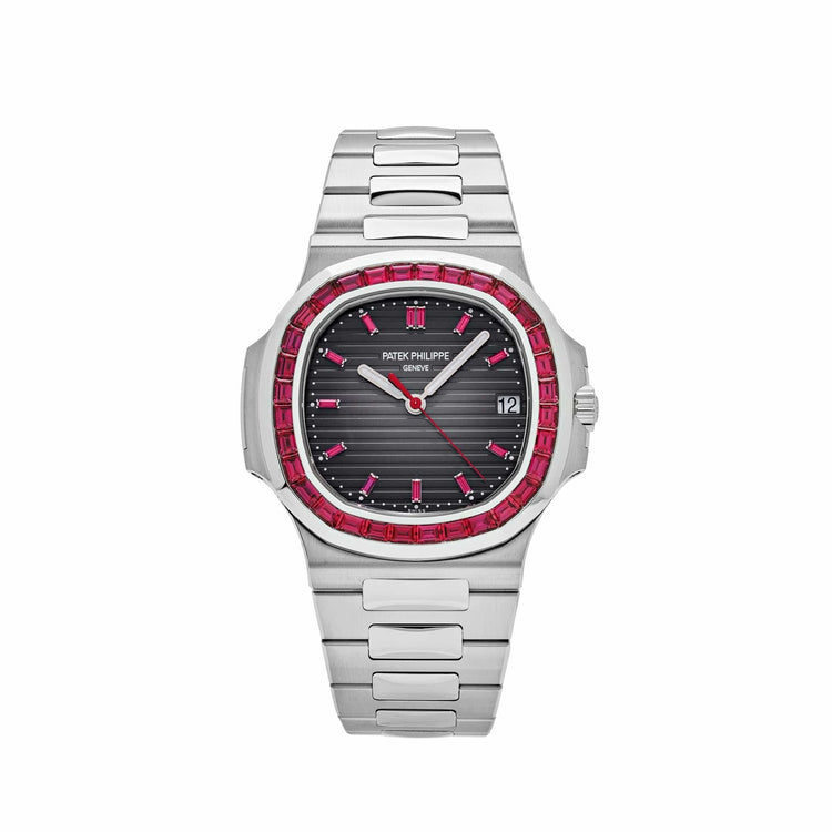 Nautilus Platinum Grey Dial Ruby Bezel image 0
