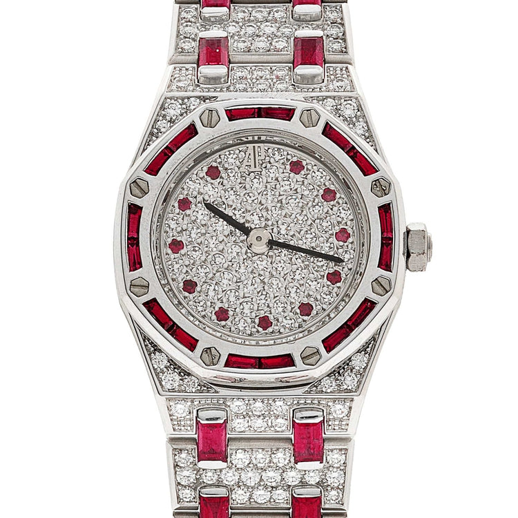 Royal Oak Ladies Vintage White Gold Diamond & Ruby Quartz (1997) image 9
