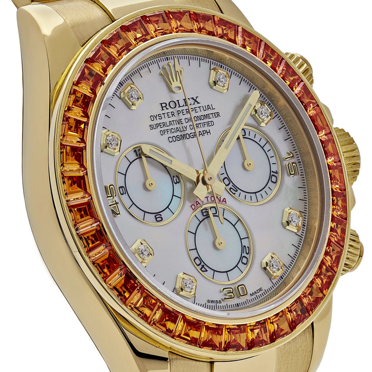 Daytona Yellow Gold Sapphire Bezel Mother Of Pearl Dial image 4