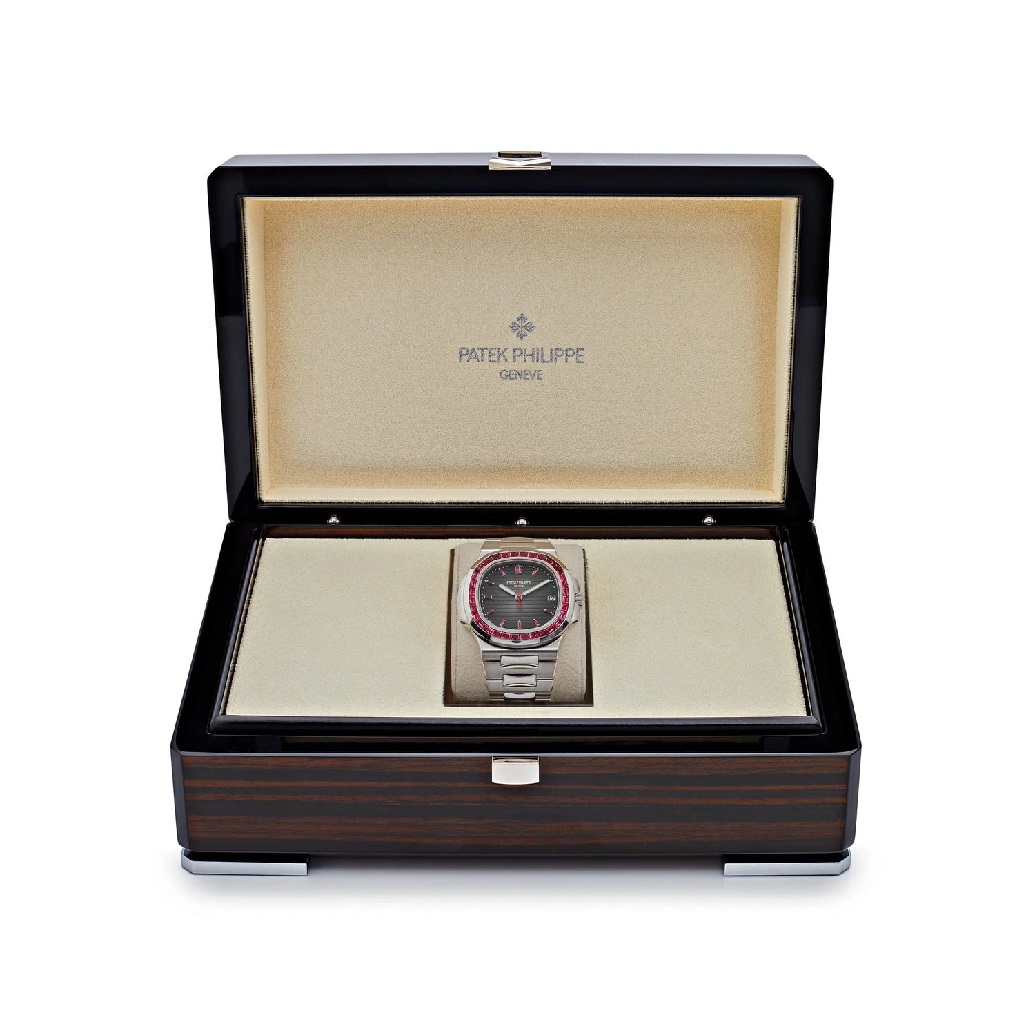 Nautilus Platinum Grey Dial Ruby Bezel image 1
