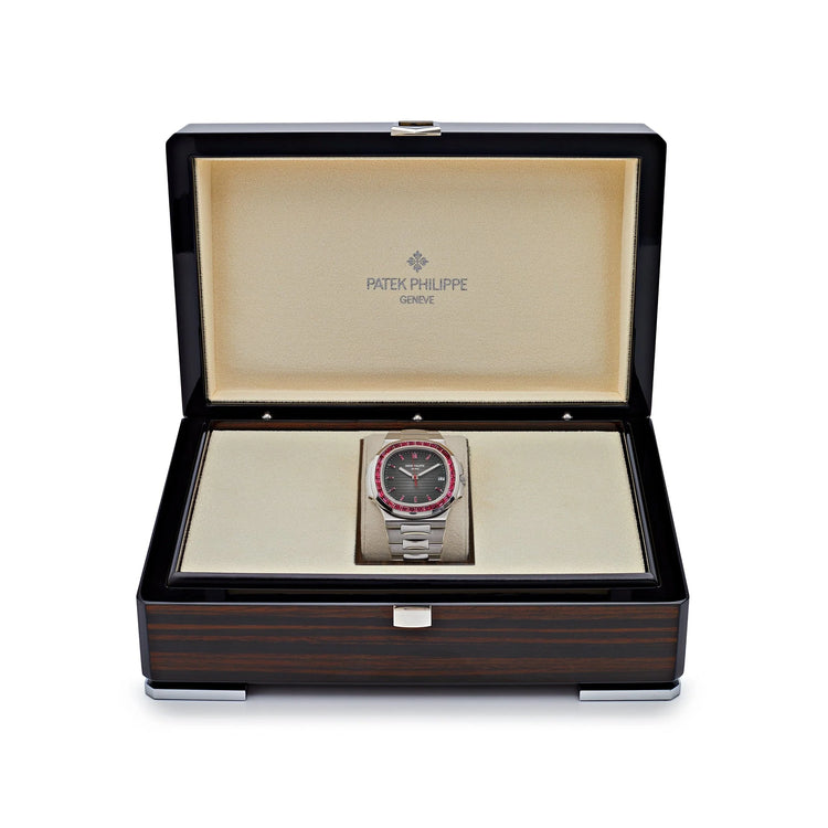 Nautilus Platinum Grey Dial Ruby Bezel image 1
