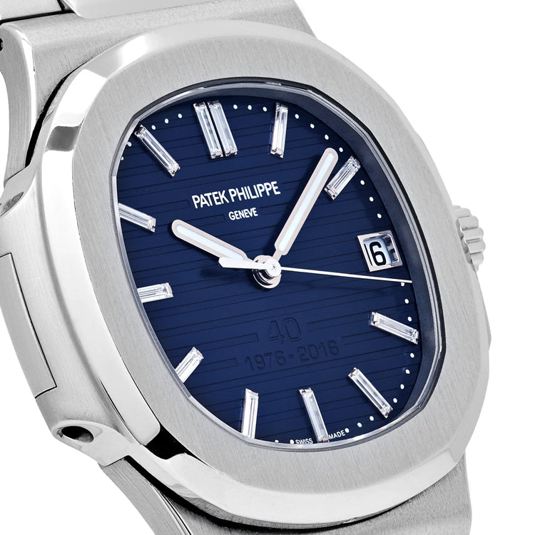 Nautilus 40th Anniversary Platinum Blue Diamond Baguette Dial Limited Edition image 6