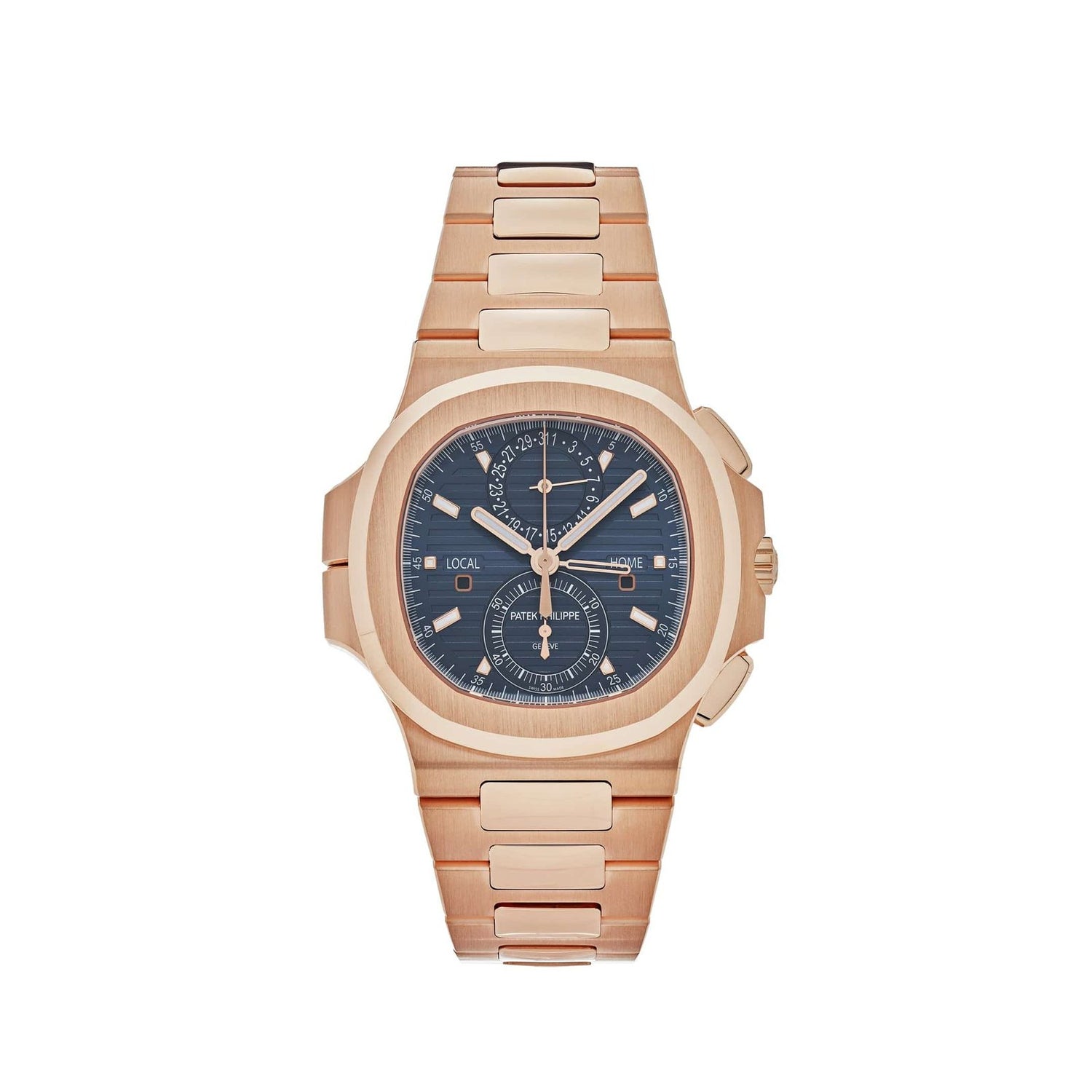 Nautilus Travel Time Flyback Chronograph Rose Gold Blue Dial image 0