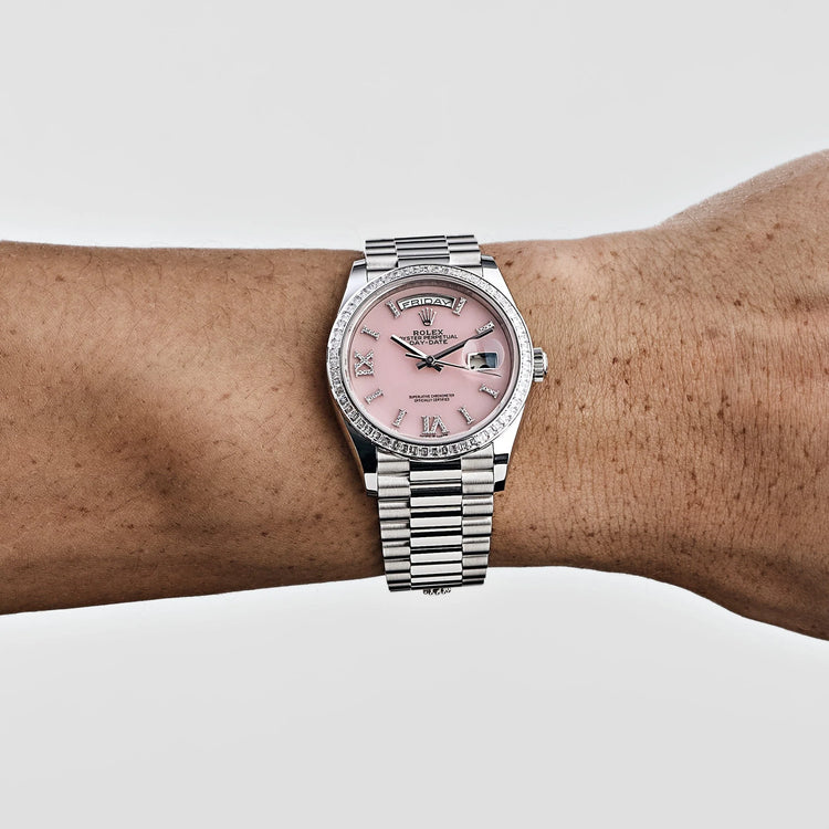 Day-Date Platinum Pink Opal Diamond Roman Numerals Dial Diamond Bezel image 2