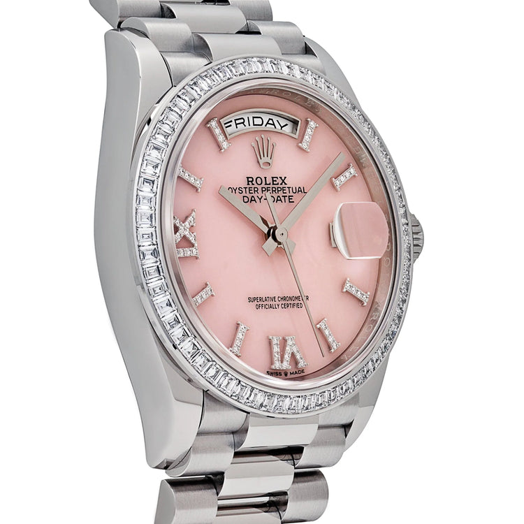 Day-Date Platinum Pink Opal Diamond Roman Numerals Dial Diamond Bezel image 4