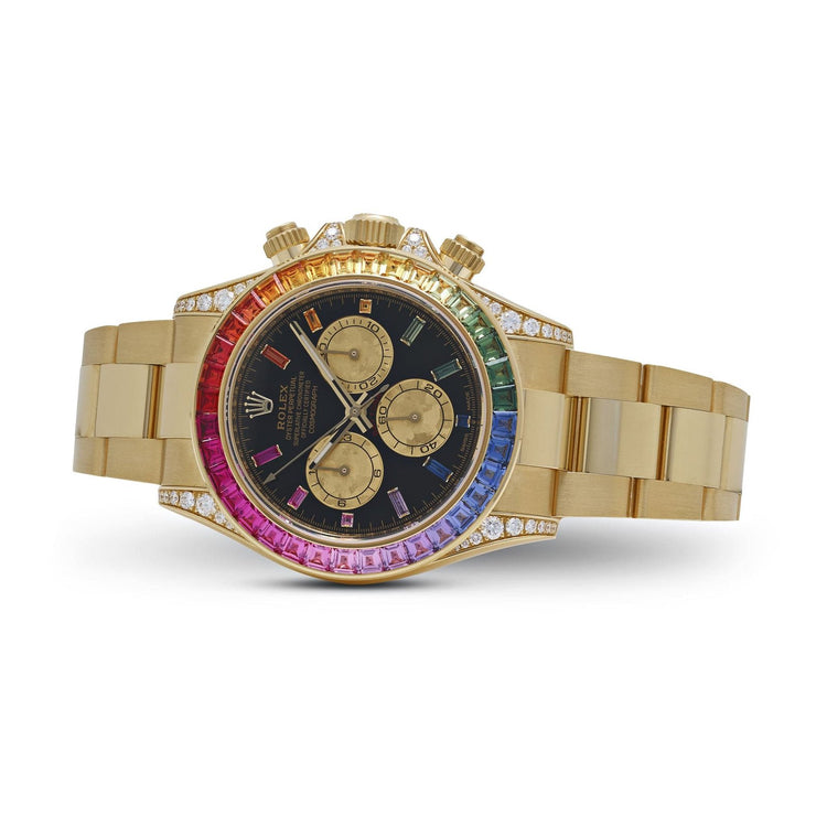 Daytona Rainbow Yellow Gold Black Dial Diamond Sapphire Bezel image 8
