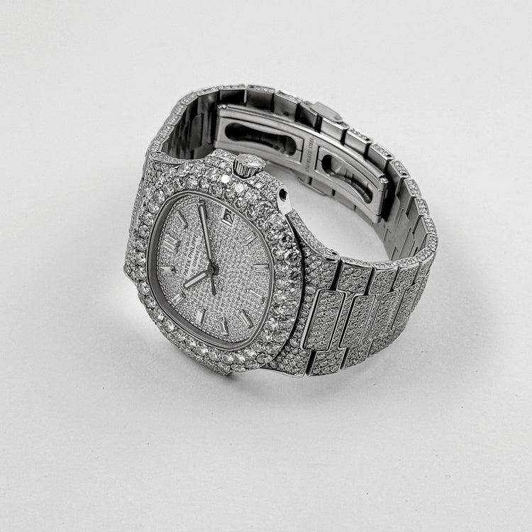 Nautilus Stainless Steel with Aftermarket Diamond Pavé Bezel and Case (2012) image 8