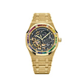 Royal Oak Frosted Yellow Gold Double Balance Wheel Rainbow Bezel image 0